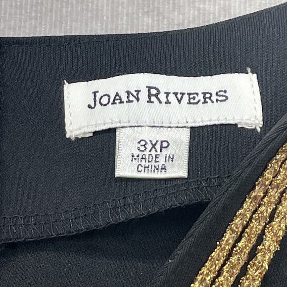 Joan Rivers Dress Womens 3XP Black Gold Embriodered Kaftan Maxi Chic Loungewear - Picture 3 of 5